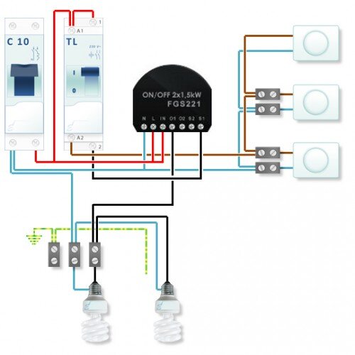 Intrerupator (Releu) Dublu 2 Fibaro