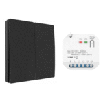 KIT Întrerupator dublu wireless negru / fara fir cu revenire + Controller doza cu 2 canale 2*5A RF433 Kinetic Energy 2 Kit intrerupator dublu Controller Kinetic Energy KES2200 KERC2202